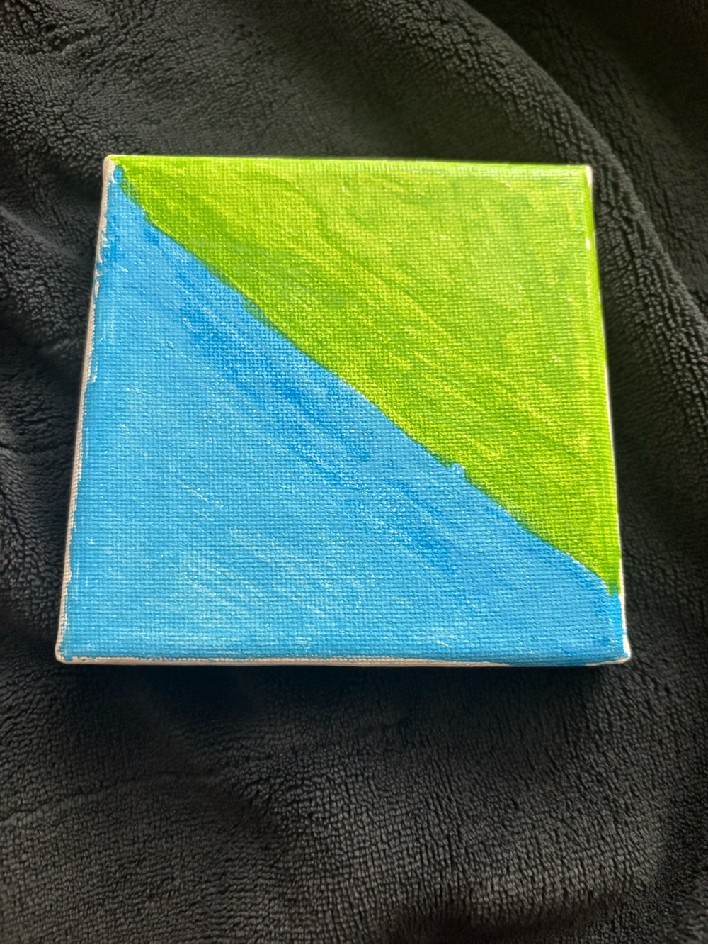 Small Abstract Canvas Painting - Blue & Green Geometric